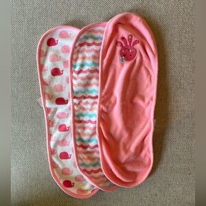 Set of 3 Pink Baby Burp Cloths/Wash Cloths